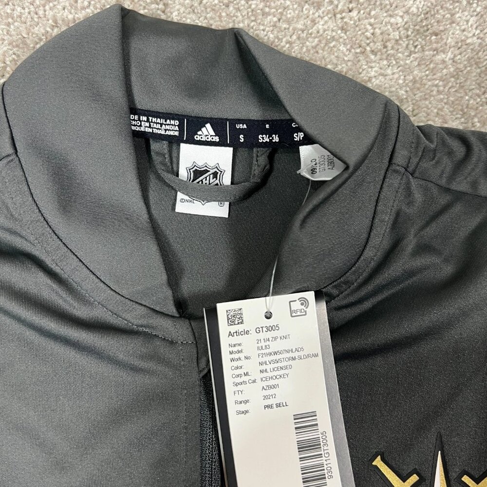 Adidas Womens Small Gray Las Vegas Golden Knights NHL Primeblue 1/4 Zip Knit NWT - Picture 3 of 7